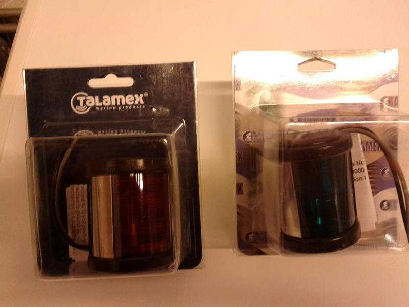 TALAMEX BOAT NAVIGATION LIGHTS, REDGREEN 12V NEW.