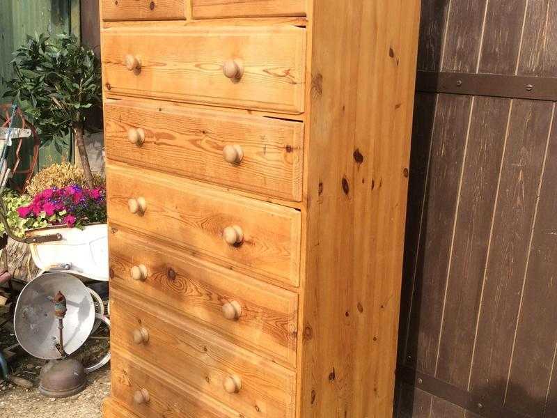 Tall large pine chest of drawers