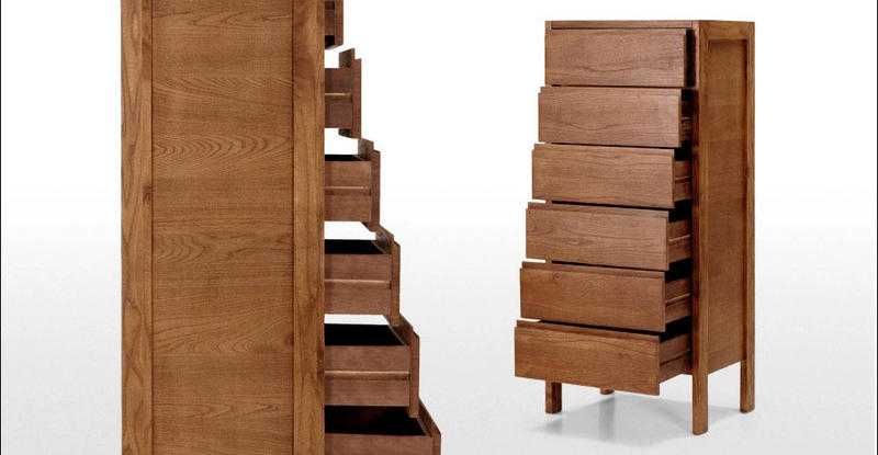 Tallboy Chest of Drawers, Dark Stain Elm x2