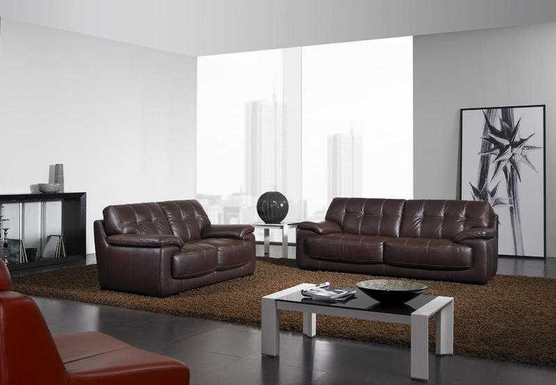 Tally Brown Leather Sofa Suite 3 and 2Seater