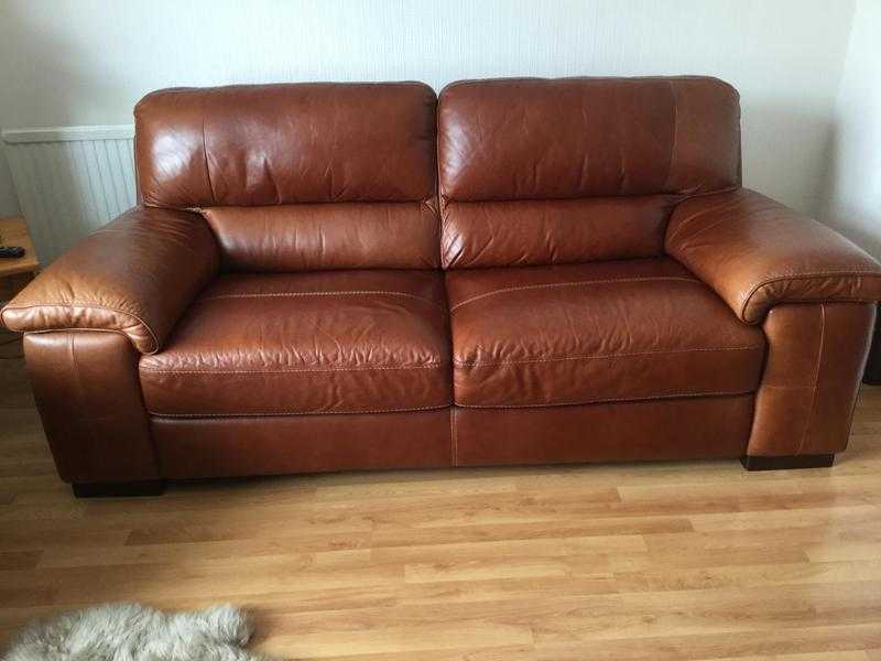 Tan leather sofa