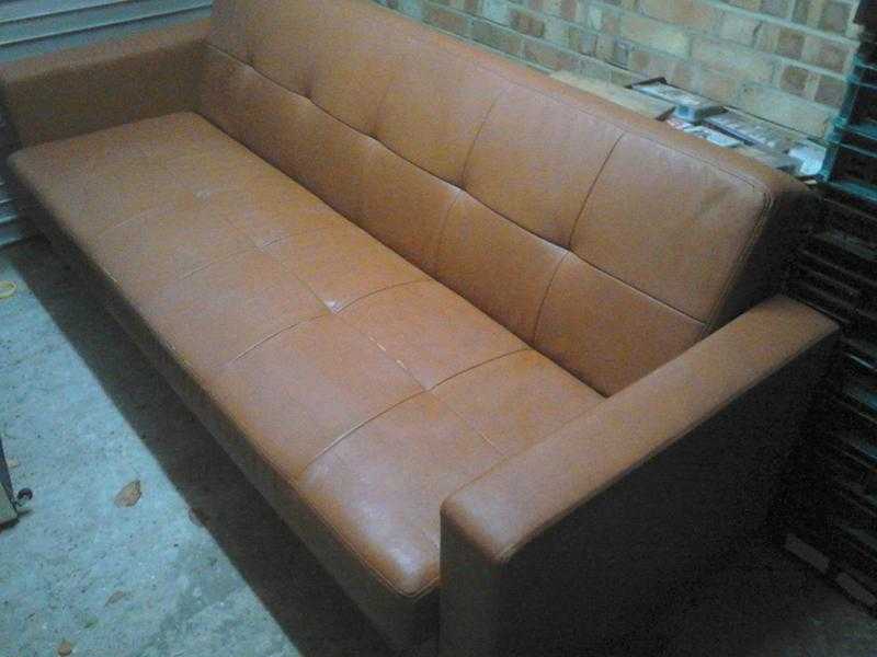 Tan leather sofabed