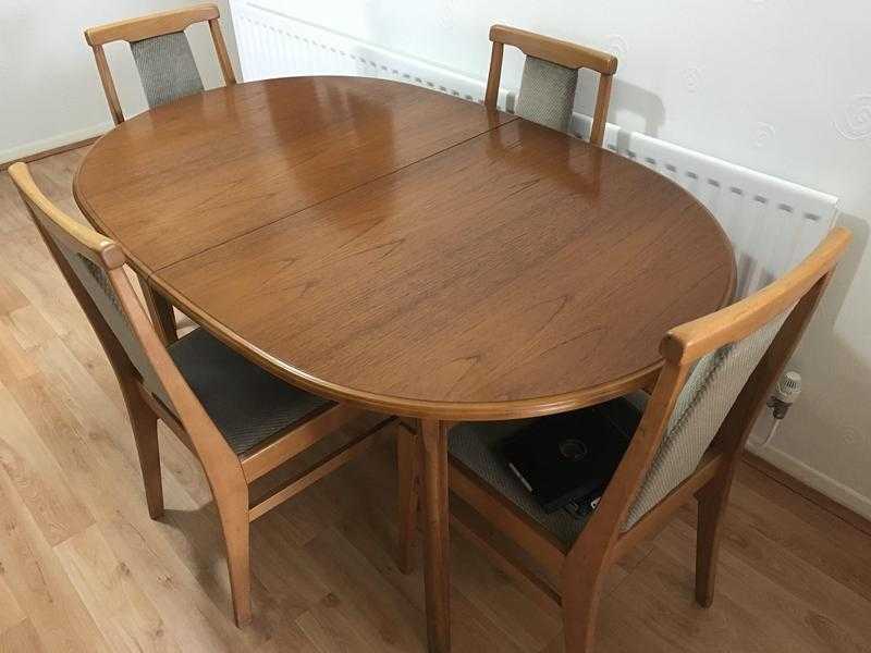 TEAK EXTENDING DINING TABLE amp 4 CHAIRS