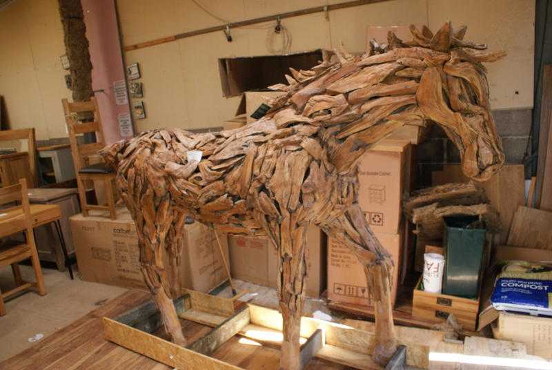 Teak Root  Horse.180cm Tall. Life Size. Unique Hand Crafted Horse. .