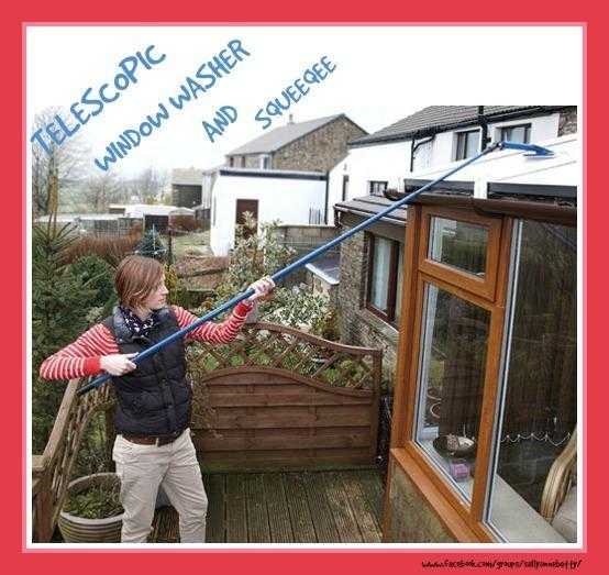TELESCOPIC WINDOW WASHER AND SQUEEGEE