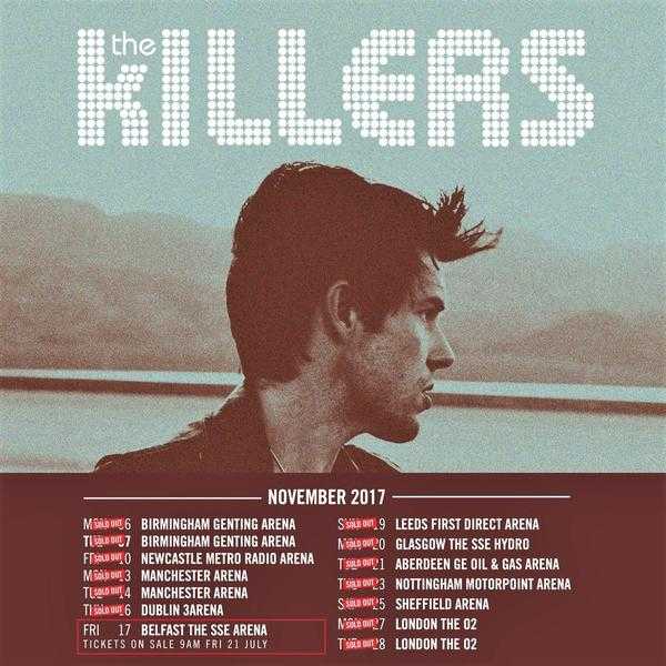 THE KILLERS StandingTickets TONIGHT THURSDAY 23rd Nov. Nottingham Motorpoint Arena