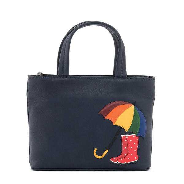 The Yoshi Umbrella and Wellies Applique Leather Grab Bag -Bagsandaccessories