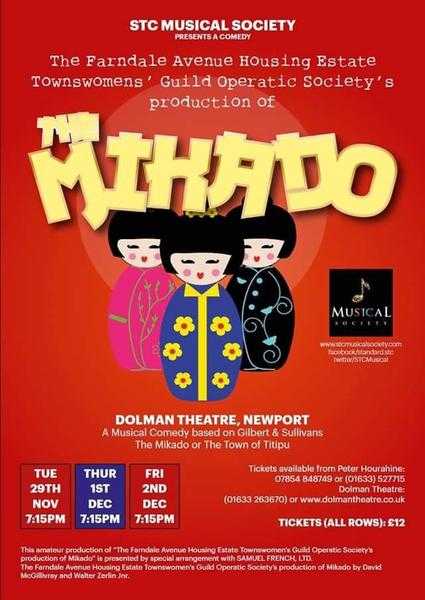 Theatre tickets for FARNDALE AVE TOWNS WOMENS GUILD PERFORM THE MIKADO  NOV  29th. Dec 1st  2nd
