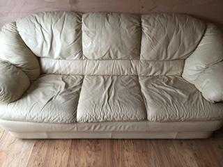 three seater cream leather sofa