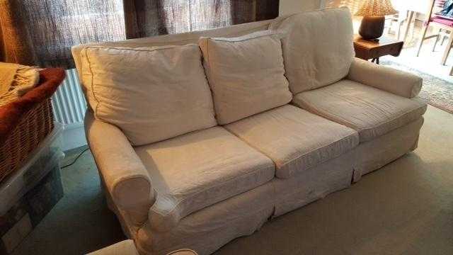 Three seater Multi York ivory white settee with removable covers