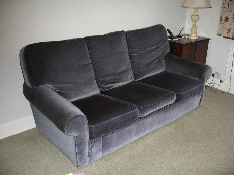 Three Seater Sofa in bluegray velour