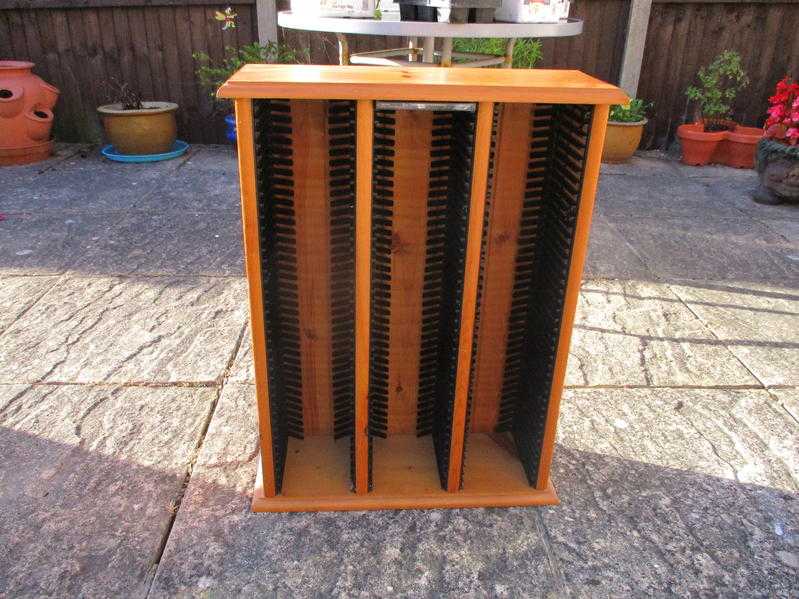 THREE TIER PINE CD RACK HOLDS 120 CDS GOOD CONDITION