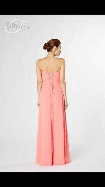 Tiffany Serenade CORAL Strapless Chiffon Dress CORAL DRESS BNWT Dress fits size 12-16 corset panel