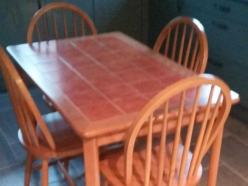 Tiled Pine table and four chairs