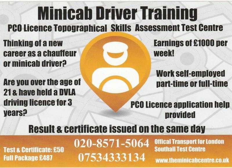 Train to be a minicab driver - Uber driver - London PCO Licence Topographical Skills Test Centre