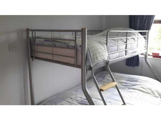 Triple Bunk Bed - Single 3ft over Double 4ft 6in as new complete with sprung mattresses