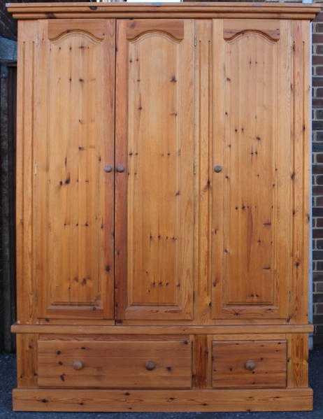 Triple Pine Drawer Base Wardrobe