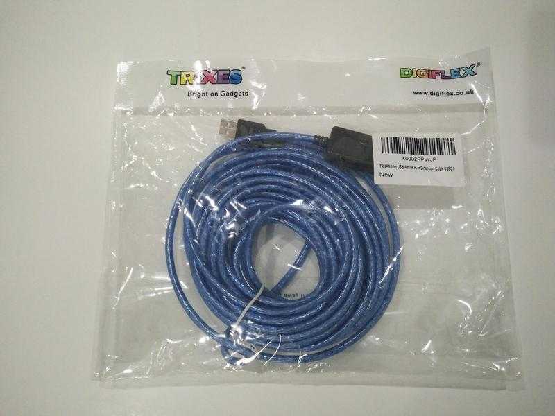 TRIXES 10m USB Active Repeater Extension Cable USB2.0 - NEW - NEVER OPENED
