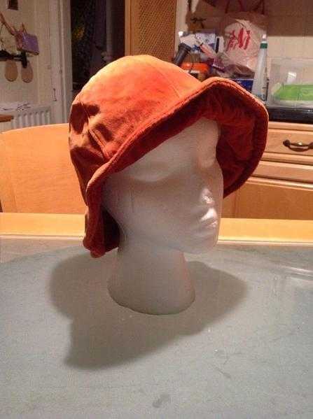 True Vintage 1960039s Orange Velvet Hat Handmade (ORIGINAL) FREE POSTAGE