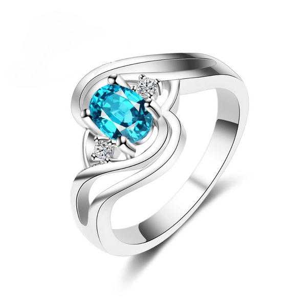 Turquoise Zircon AAA CZ Sterling Silver Ring
