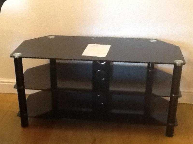 TV table black glass  chrome trim