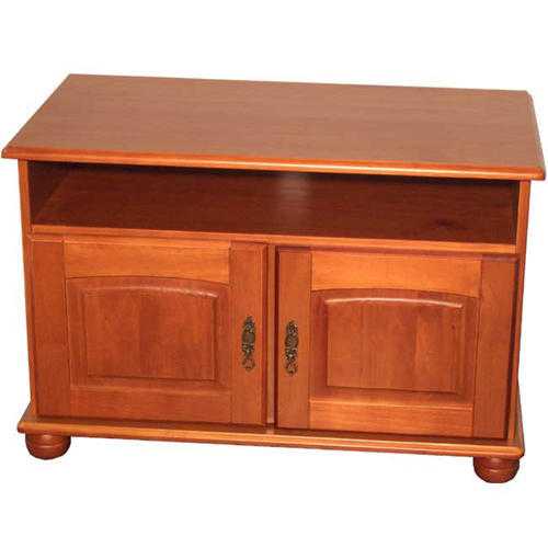TV unit made from solid pine and finished in a mahogany colour satin lacquer