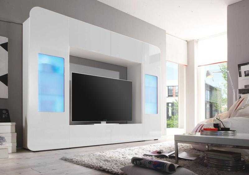 TV Wall Unit, Furniture, Storage, Shelving, Living Room, White, Modern