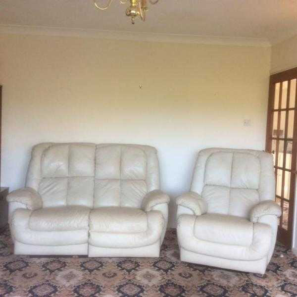 Twin leather reclining sofa and Matching armchair