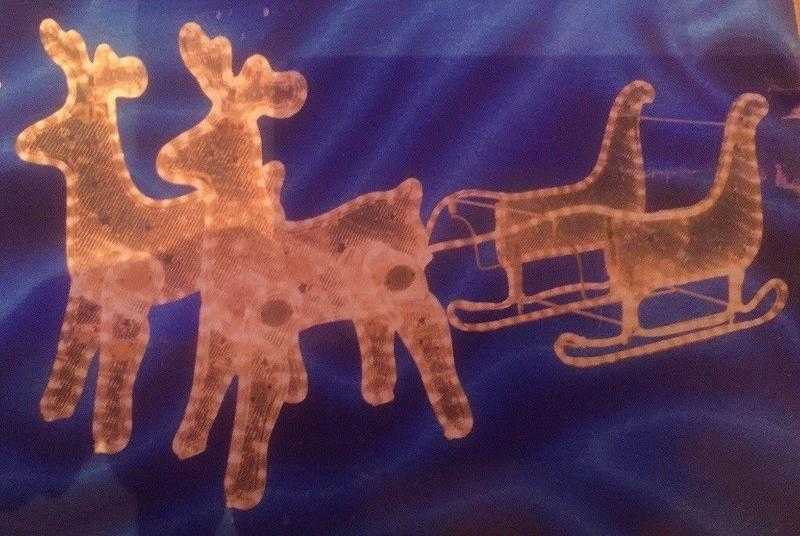 twin reindeer and sleigh light set