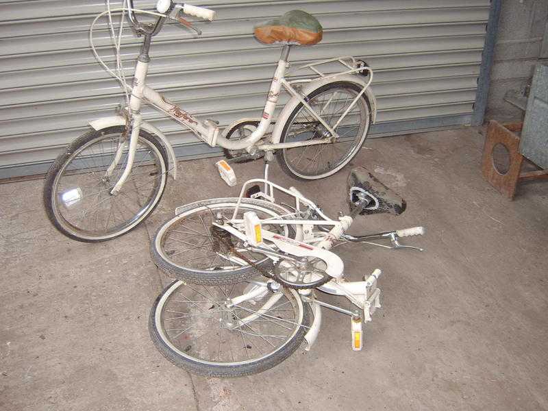 Two adult folding bicycles