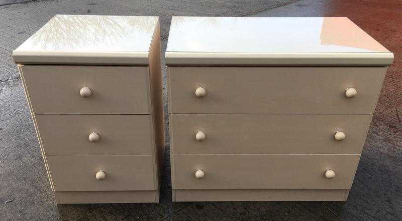 TWO BEECH EFFECT 3 DRAWER CHESTS