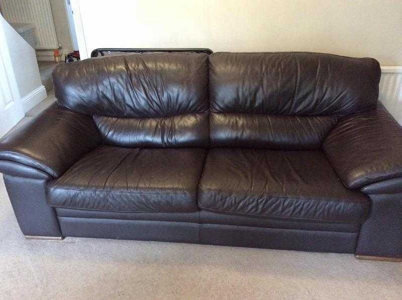 Two Brown Leather Sofas