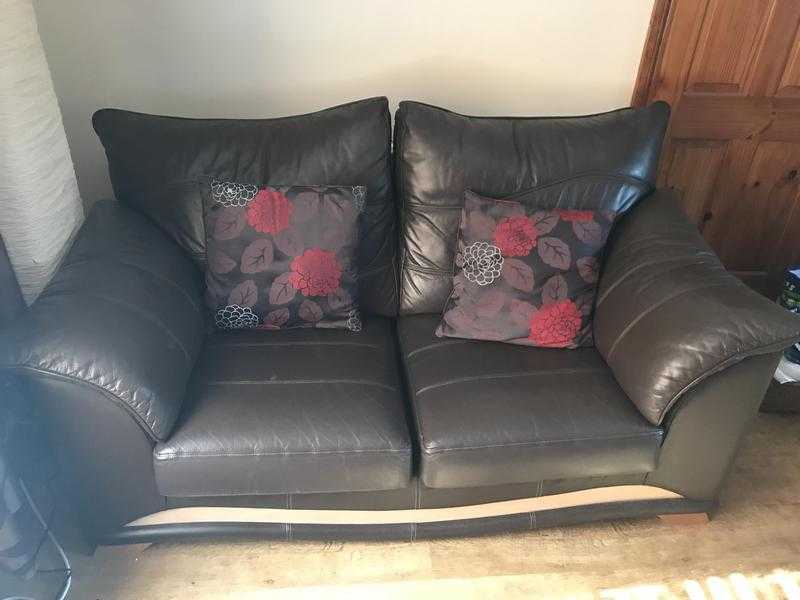 Two Brown Leather Two Seater Sofas, very good condition