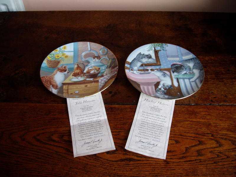 TWO CHRMING HAMILTON COUNTRY KITTENS PLATES1988