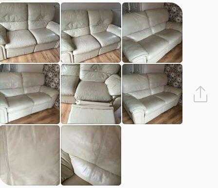 Two Cream leather reclining sofas