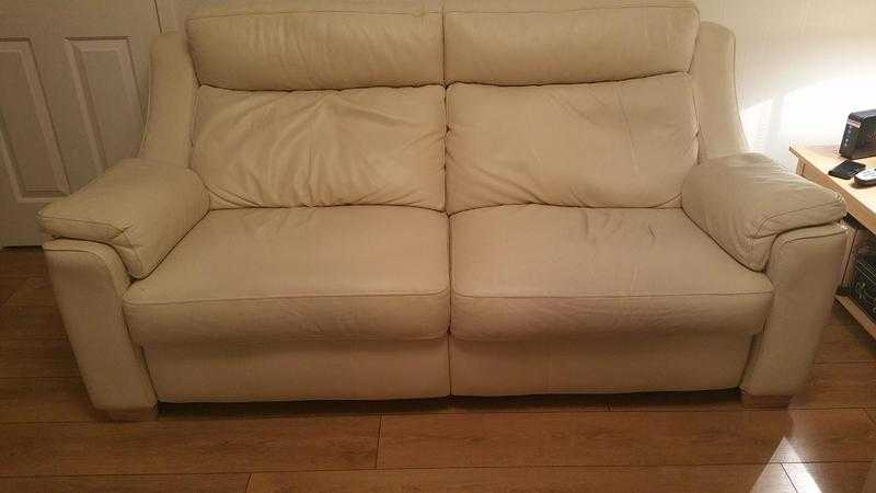 Two Cream Leather Sofas