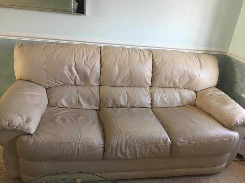 Two Cream Leather SofasFREE