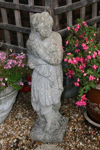 TWO GARDEN STATUES OF A LADY