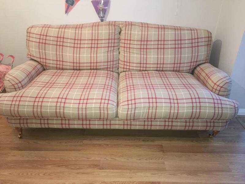 Two Laura Ashley sofa039s and foot stool