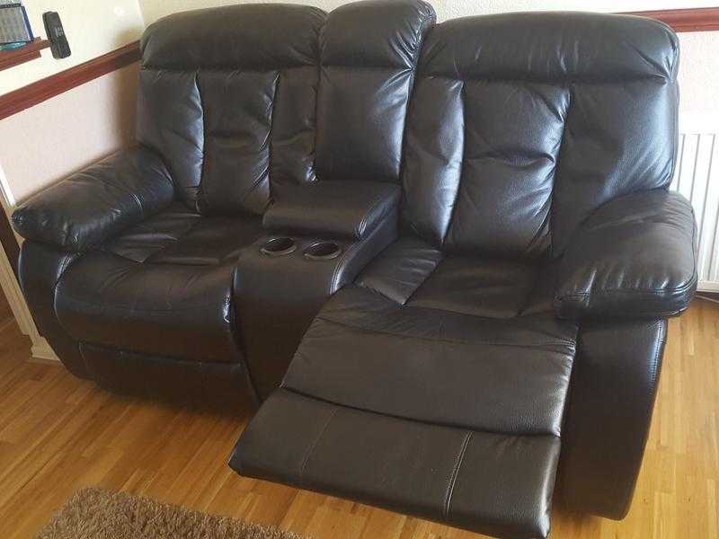 Two Leather Effect  Recliner Sofas