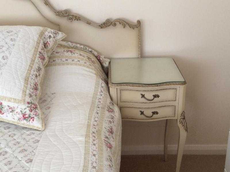 Two Matching Vintage French Louis Style Bedside Tables