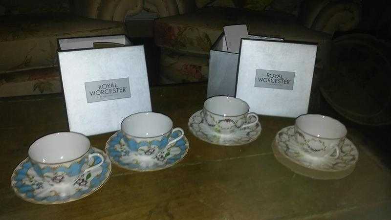 Two pairs Royal Worcester cups and saucers FINAL REDUCTION