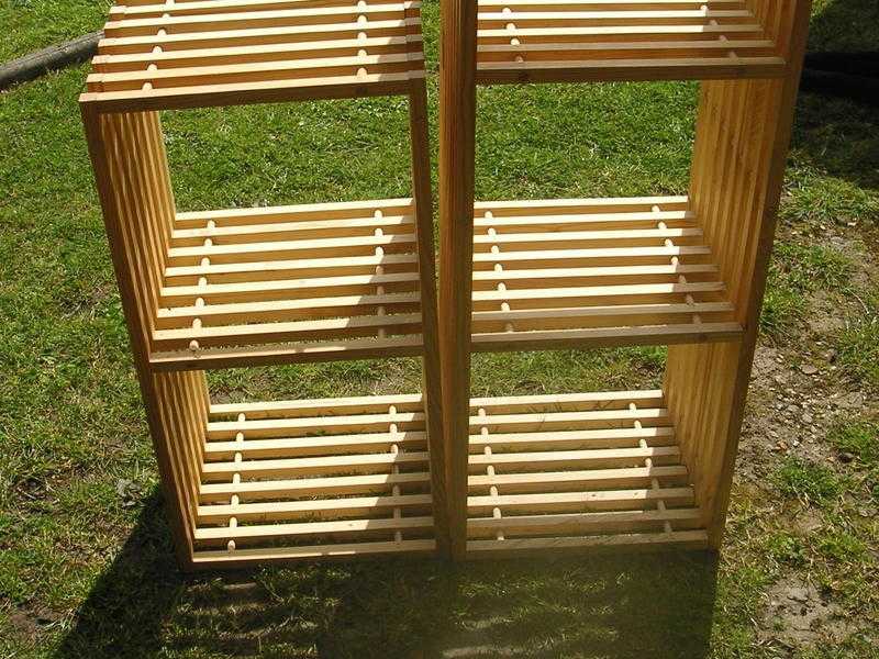 Two pine book shelves