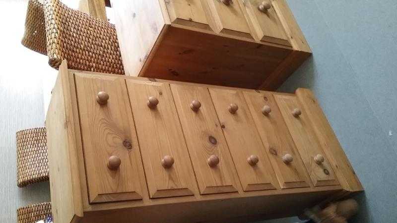 two pine chest of drawers