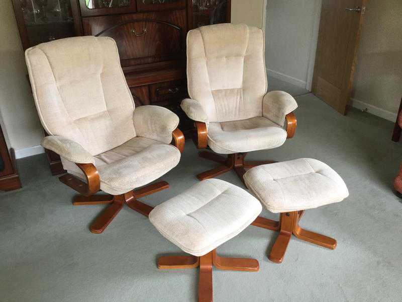 Two Reclining Chairs and Stools