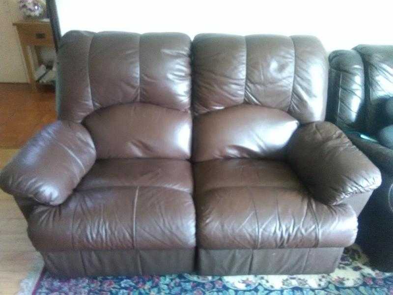 Two Seat Recliner Leather Effect Sofa