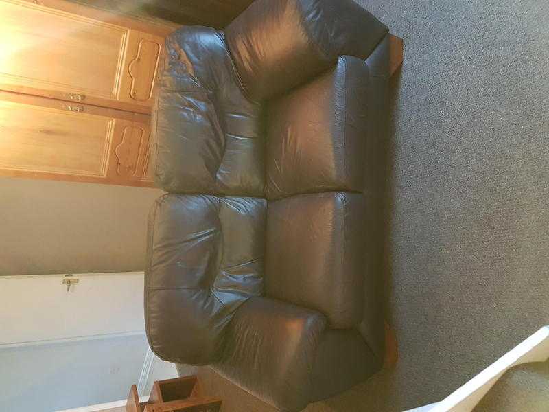 Two Seated sofa and arm chair Dark Brown Leather