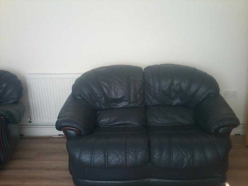 Two seater and chair for sale  blue leather 30