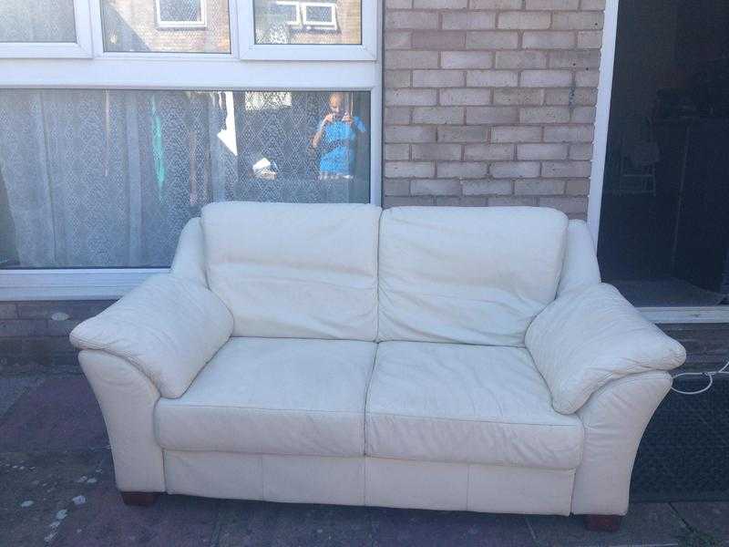 Two Seater Leather Sofa for Sale - Cream