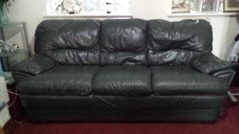 Two three seater leather sofas.